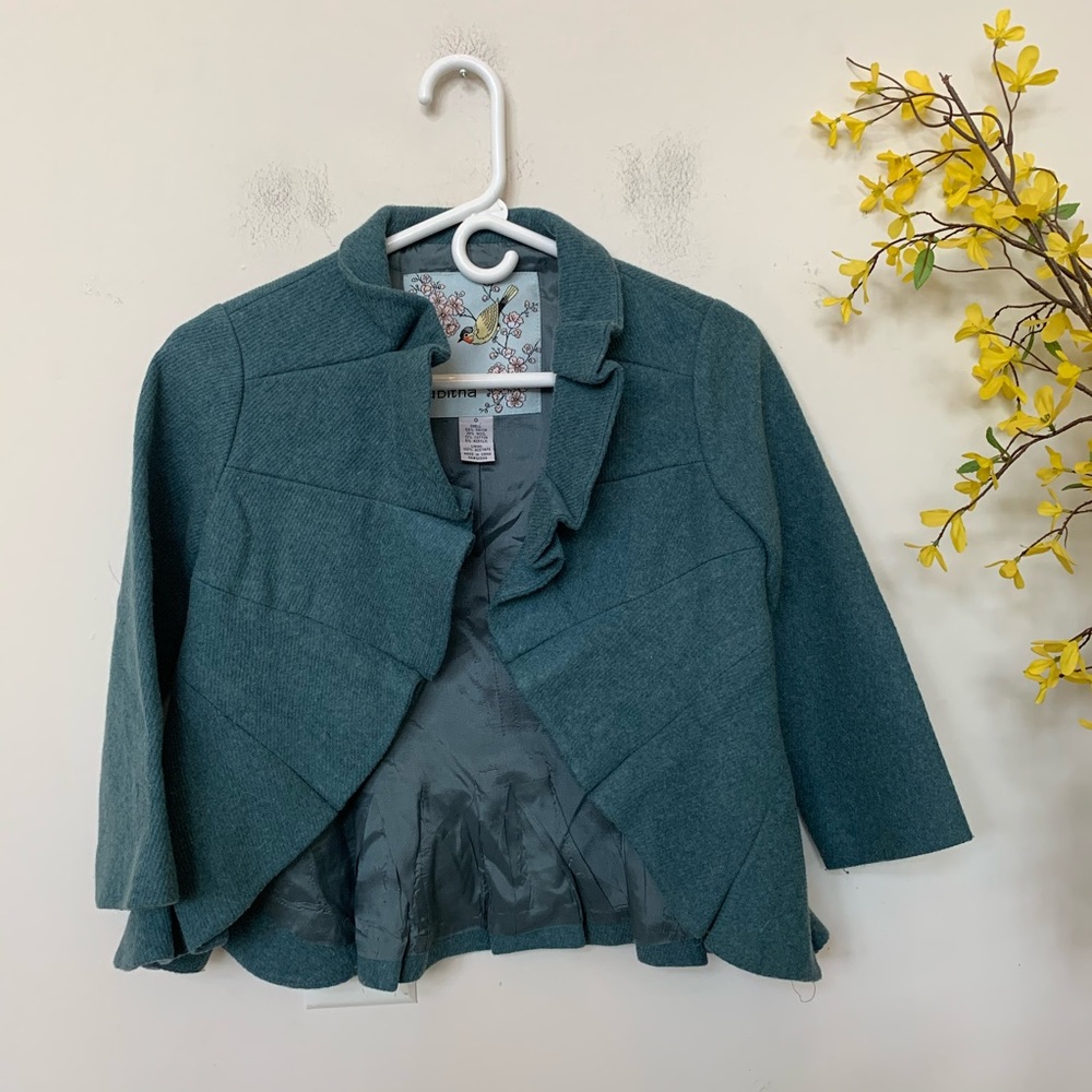 Anthropologie Tabitha ruffle crop jacket size 0